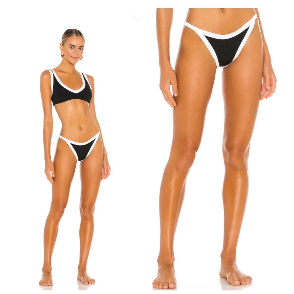 L*SPACE Vacay Classic Bikini Bottom in Black & White Size M